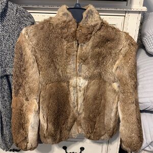 Genuine Niki Vintage Rabbit Fur Coat with Satin Lining for Girls